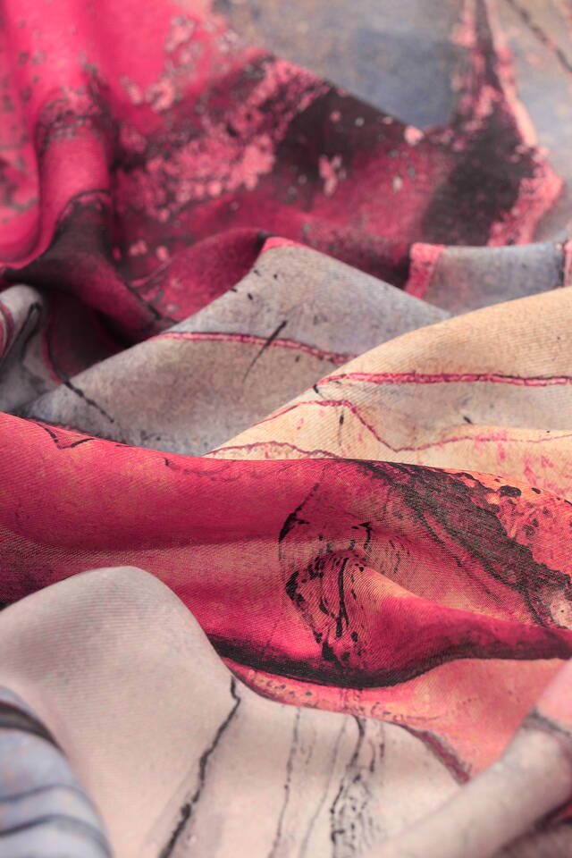 Fuchsia Marble Pattern Soft Square Scarf - 3