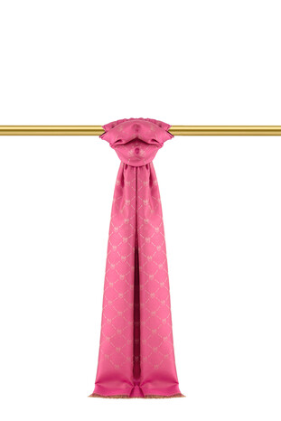 Fuchsia Monogram Pattern Jacquard Silk Scarf 