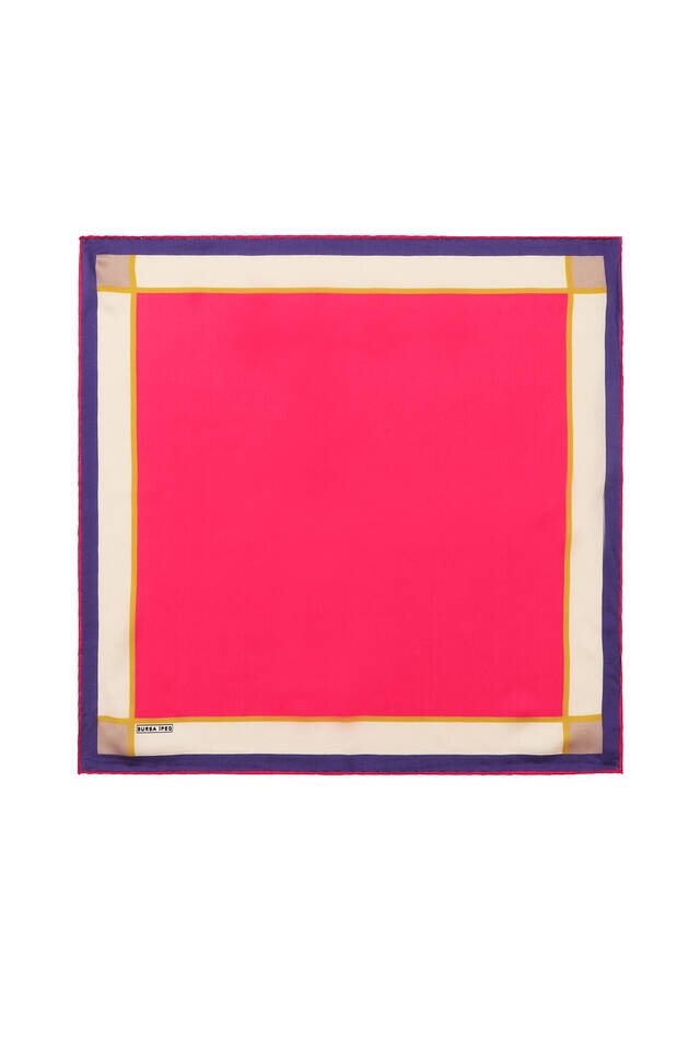 Fuchsia Wide Border Plain Silk Pocket Square - Bursa İpek