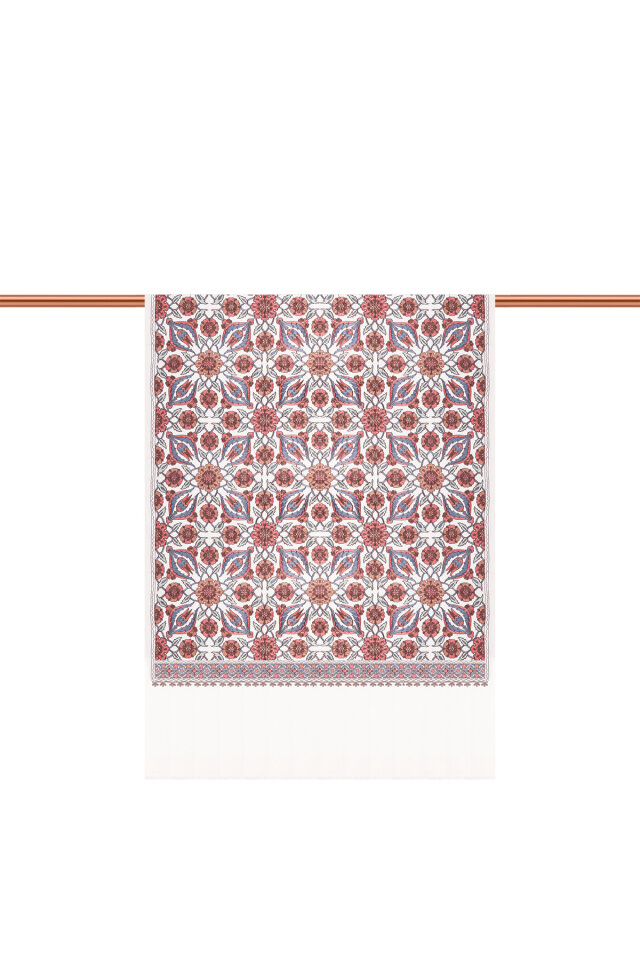 Cream Fully Embroidered Suzani Wool Shawl - 3