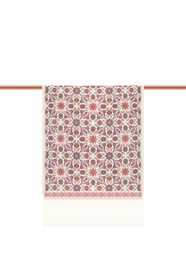 Cream Fully Embroidered Suzani Wool Shawl - 3