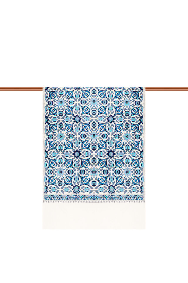 Blue Fully Embroidered Suzani Wool Shawl - 3