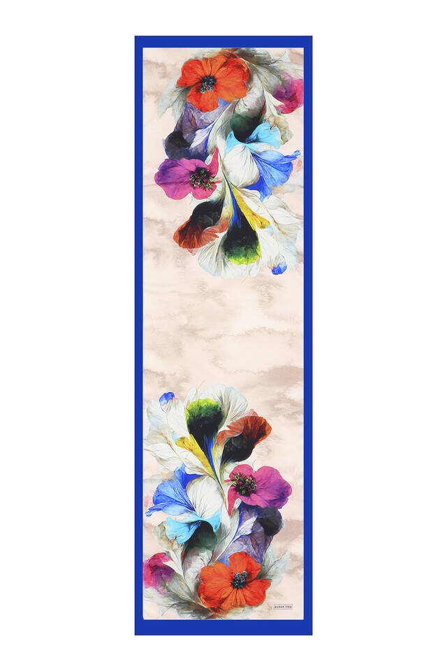 Saks Gelincik Desen İpeksi Fular - 4