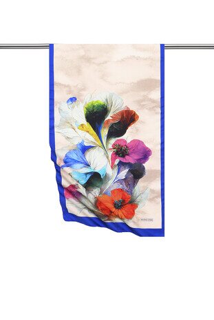 Saks Gelincik Desen İpeksi Fular 