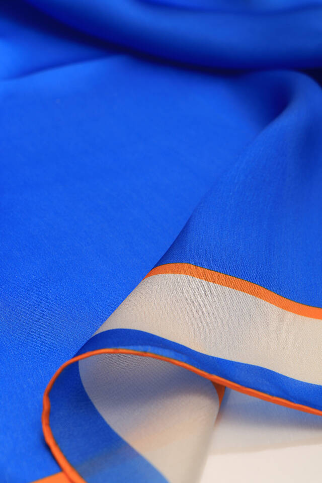 Saks Geniş Bordürlü Düz İpek Mendil - 3