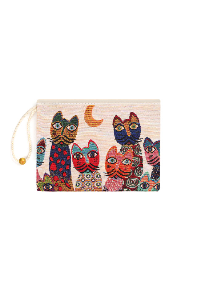 Kedi Desen Goblen Cüzdan - Bursa İpek