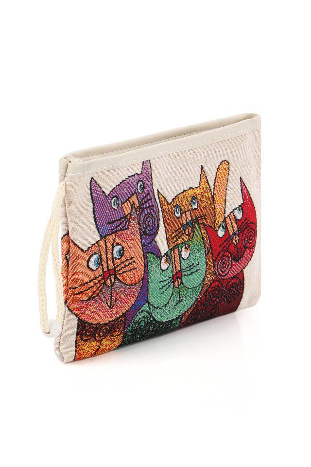 Kedi Desen Goblen Cüzdan - 2