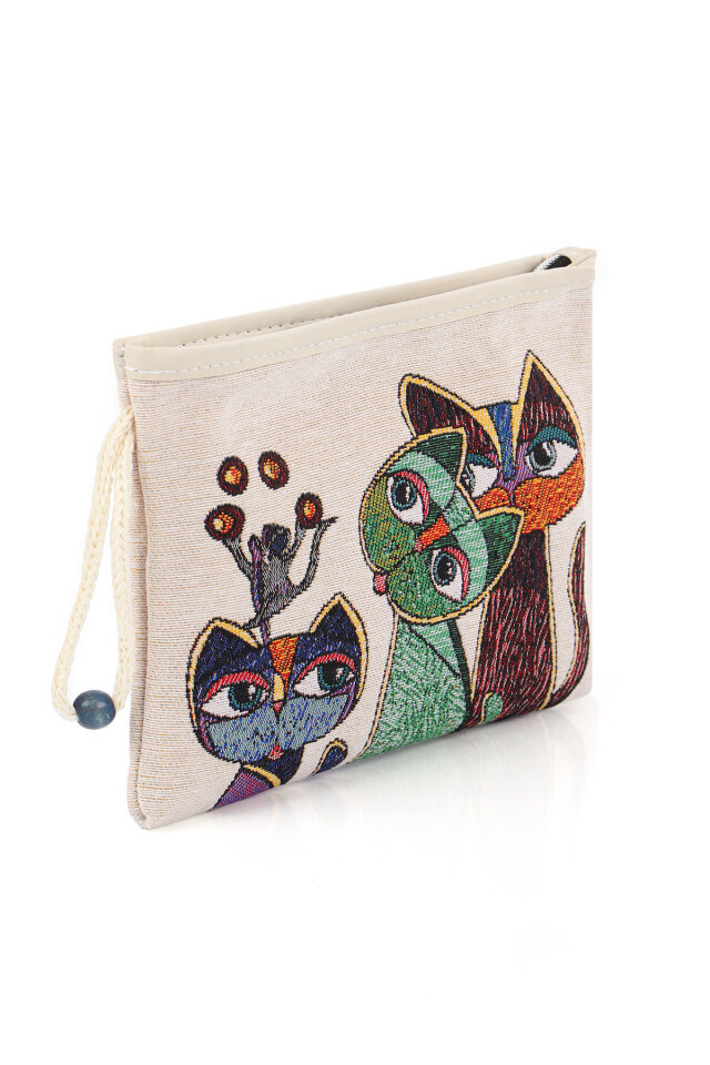 Kedi Desen Goblen Cüzdan - 2
