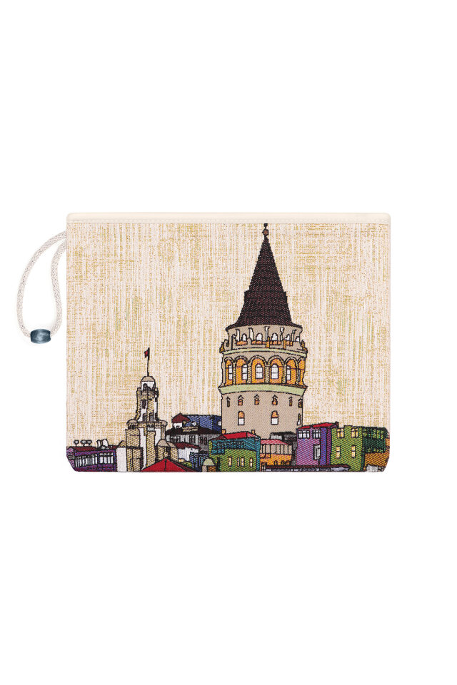 Galata Kulesi Desen Goblen El Çantası - Bursa İpek