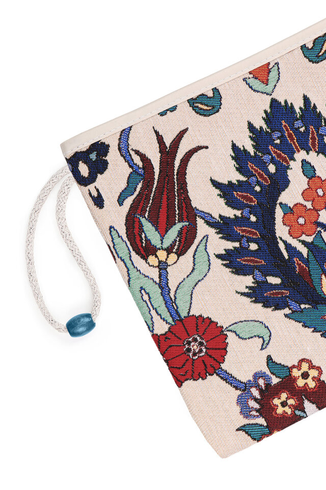 Çiçek Desen Goblen El Çantası - 3