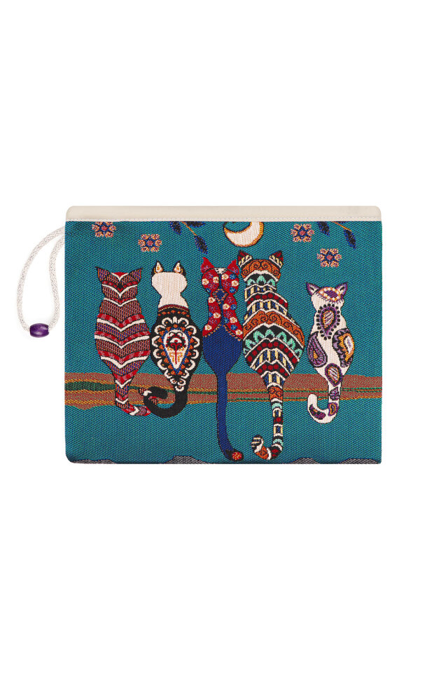 Kedi Desen Goblen El Çantası - Bursa İpek