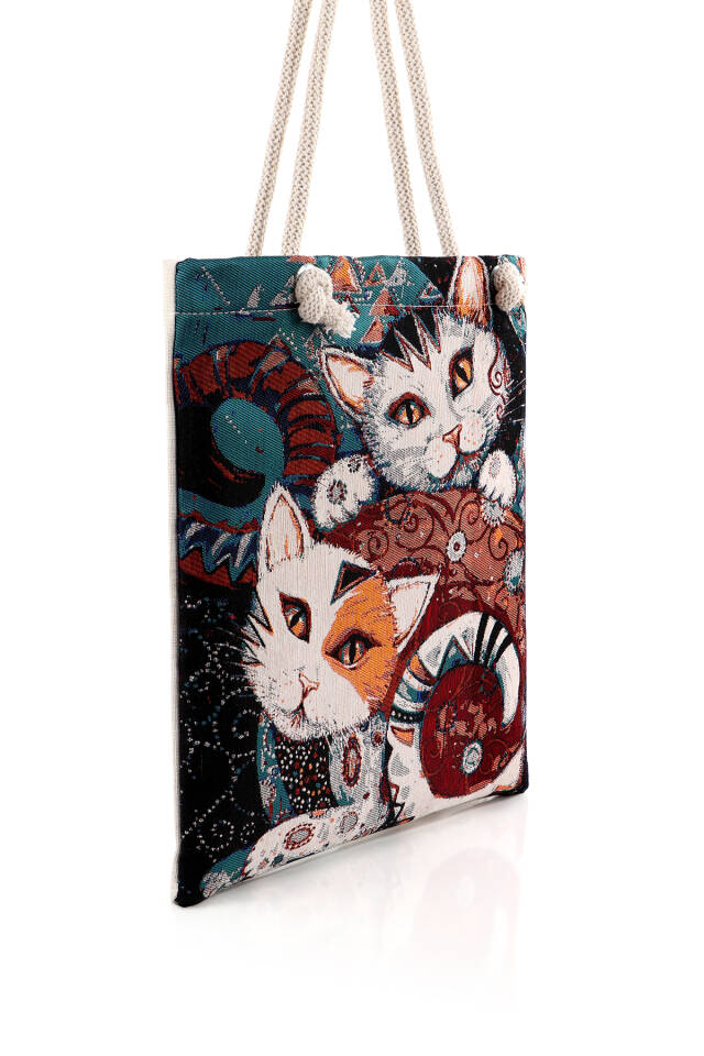 Kedi Desen Goblen Omuz Çantası - 2