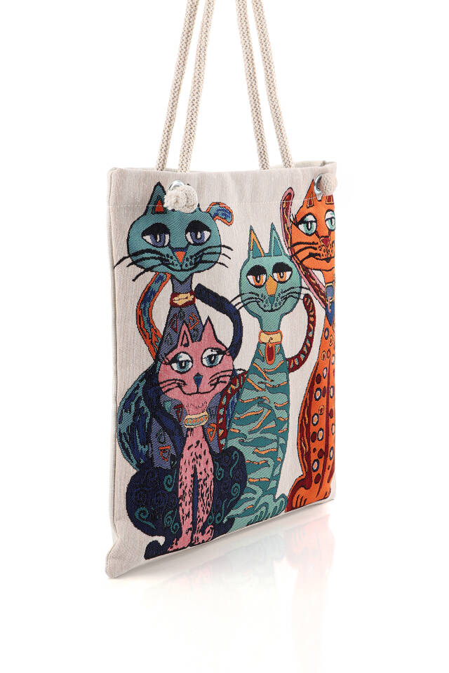 Kedi Desen Goblen Omuz Çantası - 2
