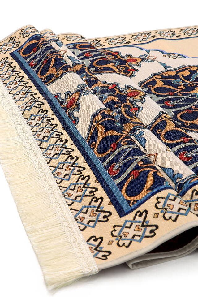 Lacivert İznik Desen Goblen Seccade - 3