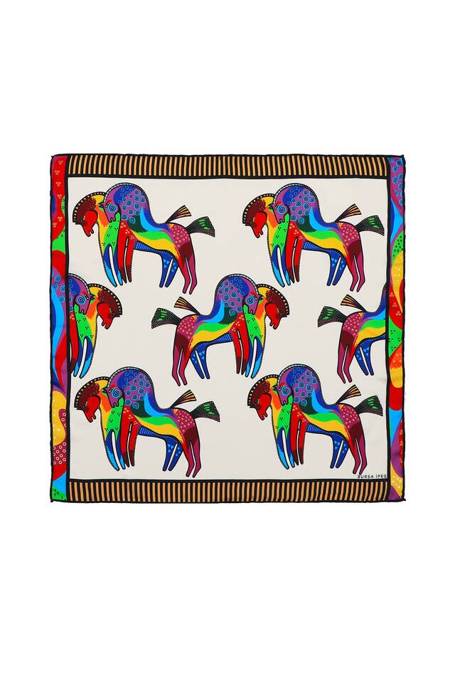 Gold Black Patterned Silky Pocket Square - Bursa İpek