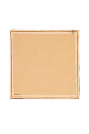 Gold Bordered Plain Silk Pocket Square - Thumbnail