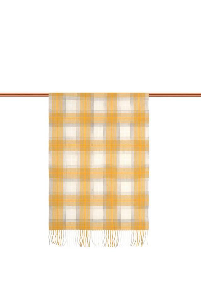 Gold Ecru Patterned Winter Shawl - 3