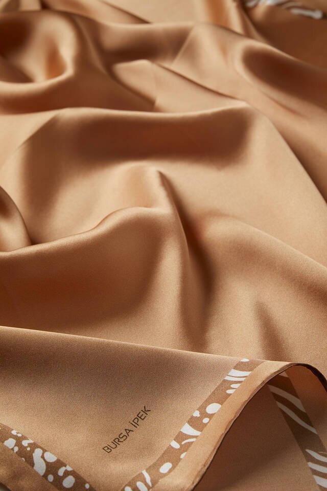 Gold Edge Watery Zebra Silk Square Scarf - 3