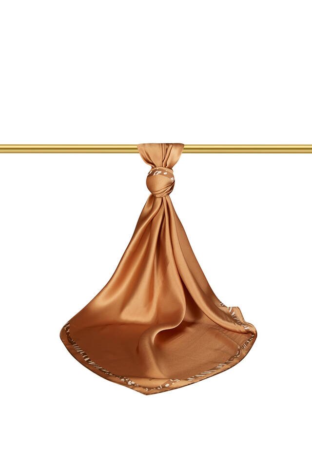 Gold Edge Watery Zebra Silk Square Scarf - 2