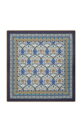 Gold Tile Tulip Pattern Soft Square Scarf 