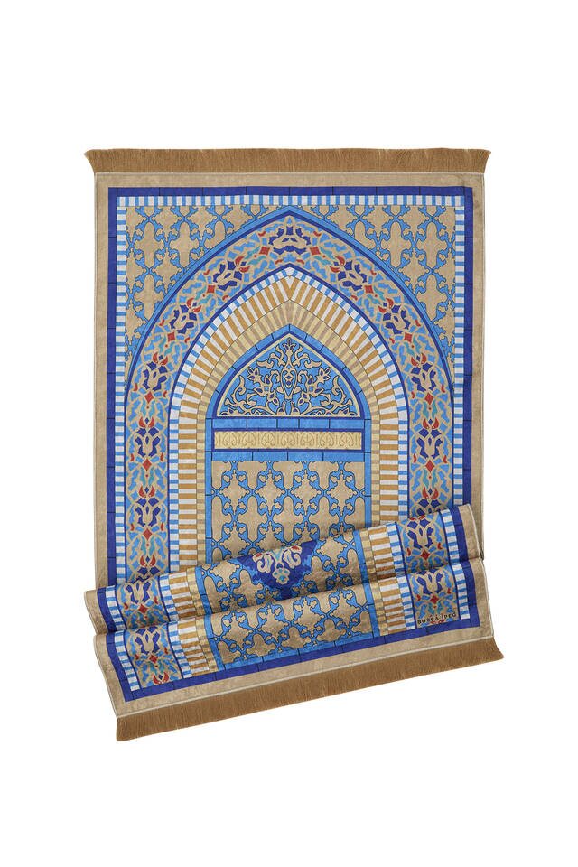Gold Velvet Carpet Prayer Rug - 4