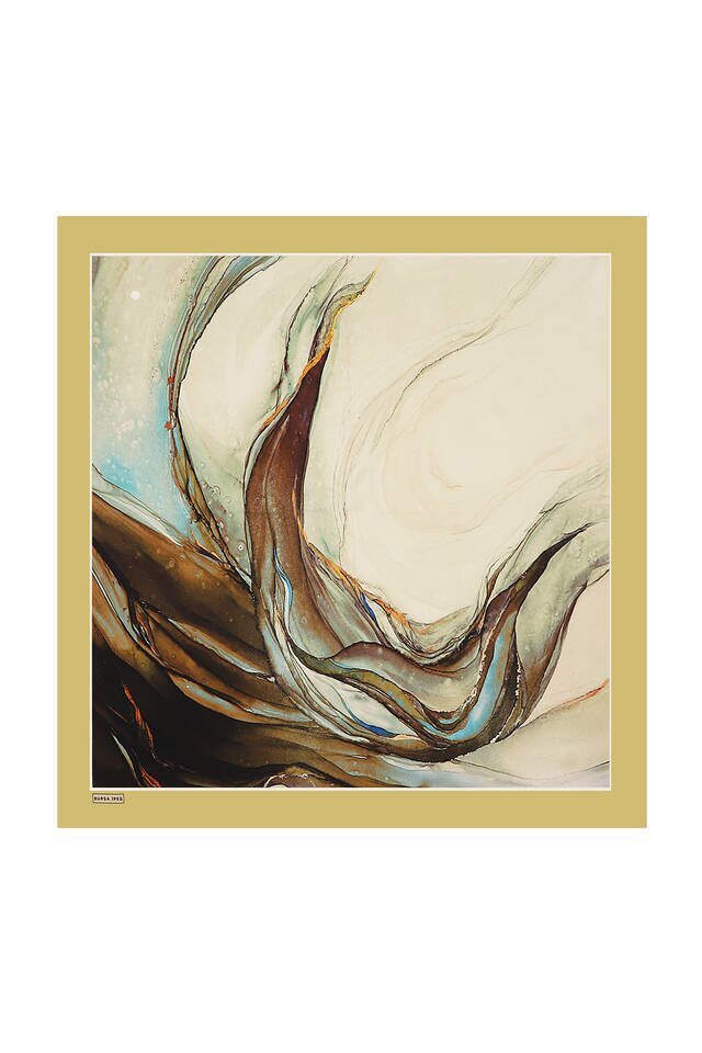 وشاح سورا من الحرير بنقشة الجرانيت الأخضر الحمضي 