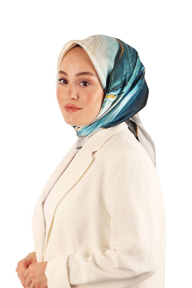 Gri Granit Desen Sura İpek Eşarp - 2