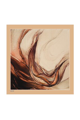 Krem Granit Desen Sura İpek Eşarp 