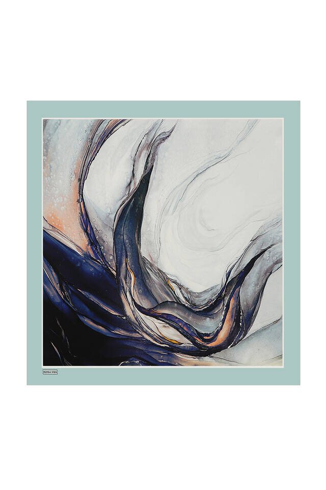 وشاح حريري سورا بنمط النعناع الجرانيت 