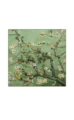 Grass Green Almond Blossom Silk Pocket Square 