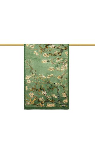 Grass Green Almond Blossom Silk Scarf - Thumbnail