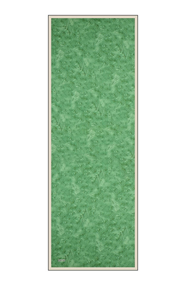 Grass Green Brush Pattern Silk Scarf - 4