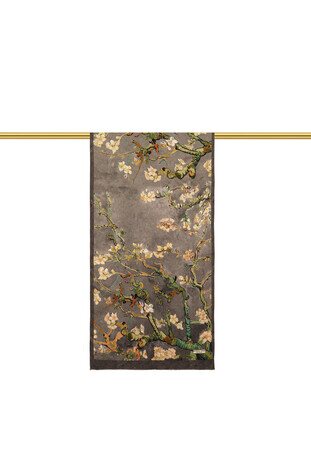 Gray Almond Blossom Silk Foulard - Thumbnail