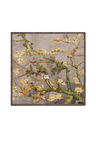 Gray Almond Blossom Silk Pocket Square 