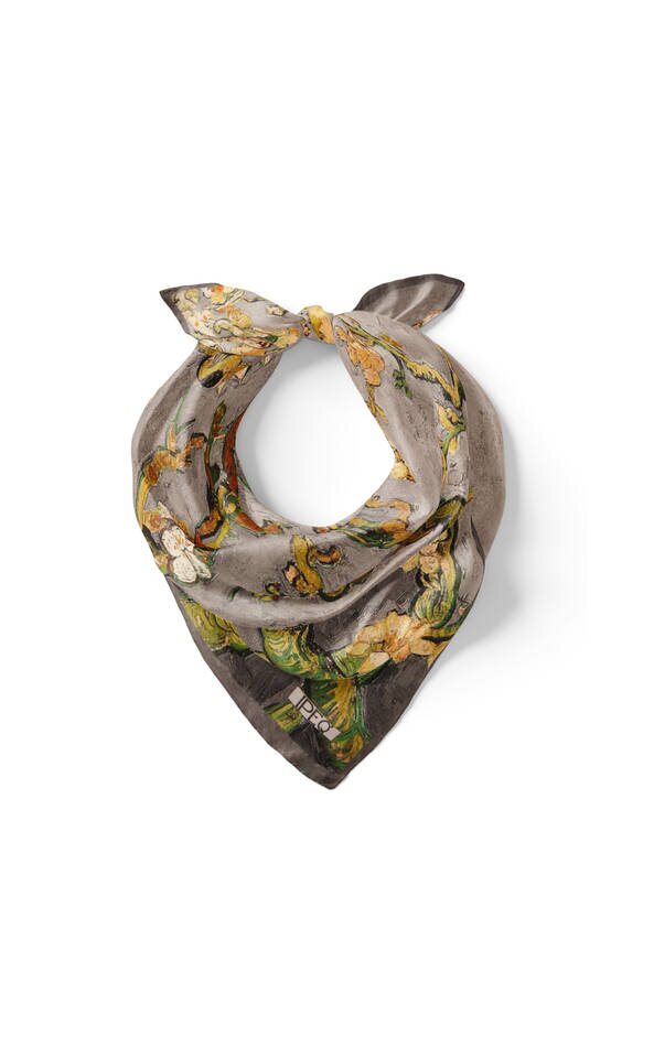 Gray Almond Blossom Silk Pocket Square - 2