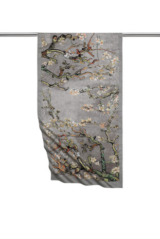 Gray Almond Blossom Silky Foulard 