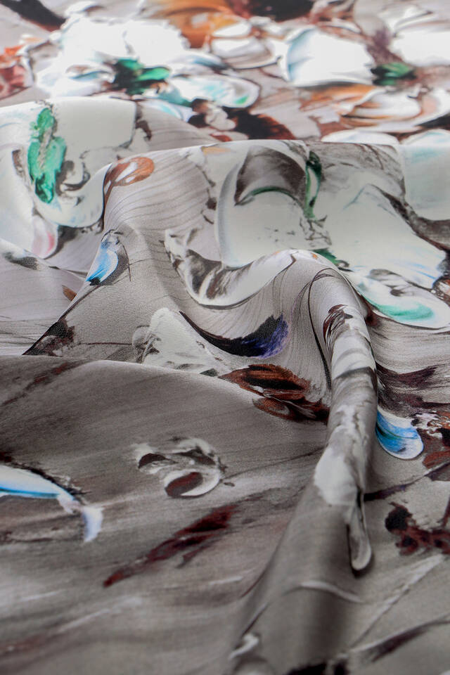 Gray Anemone Pattern Silk Pocket Square - 4