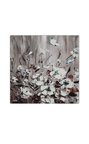 Gray Anemone Pattern Silk Pocket Square 