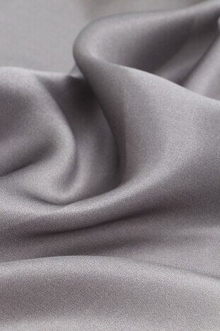 Gray Bordered Plain Silk Pocket Square - Thumbnail