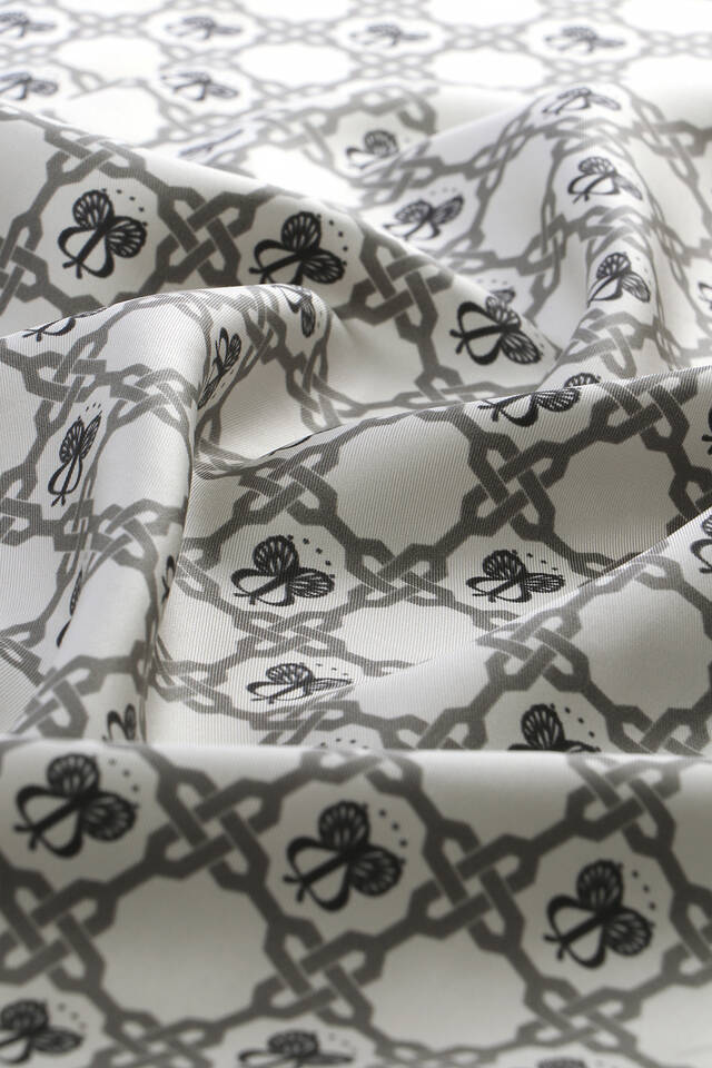 Gray Chain Monogram Twill Silk Square Scarf - 3