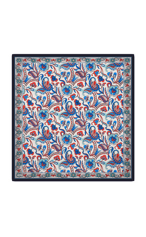 Gray Floral Pattern Voile Silk Square Scarf 