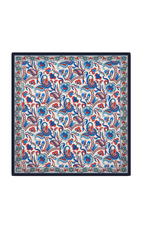 Gray Floral Pattern Voile Silk Square Scarf 