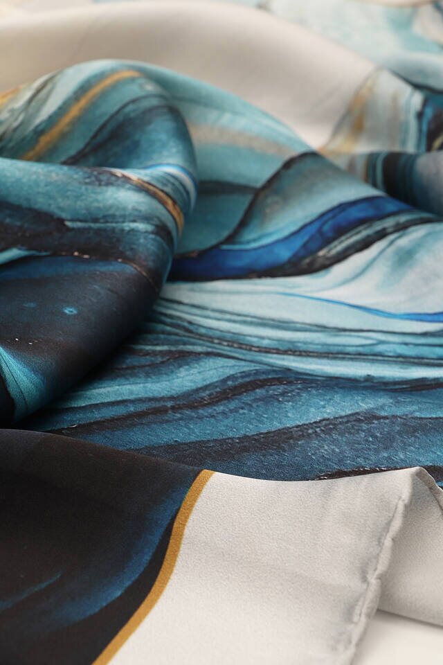 Gray Granite Pattern Sura Silk Scarf - 3