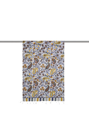 Gray Kani Pattern Silk Foulard - Thumbnail