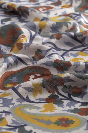 Gray Kani Pattern Silk Foulard - Thumbnail