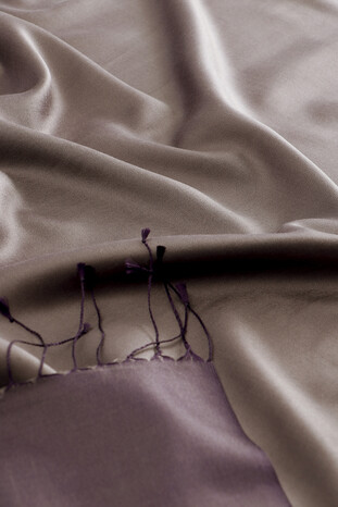 Gray Purple Reversible Silk Scarf - Thumbnail