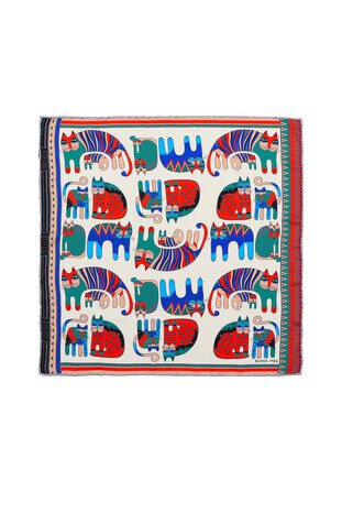 Gray Red Patterned Silky Pocket Square 