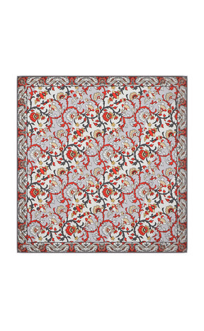 Gray Shawl Pattern Voile Silk Square Scarf 