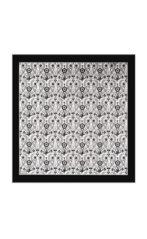 Gray Side Pattern Silk Square Scarf - Thumbnail