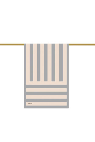 Gray Stripe Pattern Twill Silk Scarf - Thumbnail